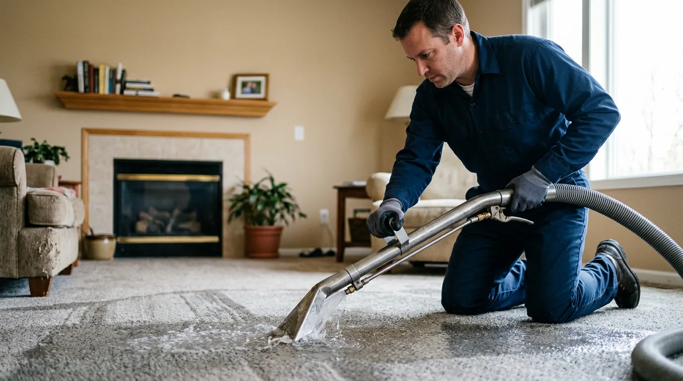 Water damage restoration technician working near Downing, MO